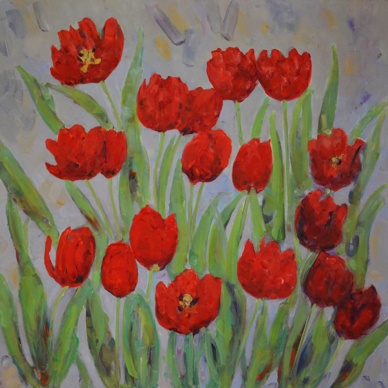 Rote Tulpen I Ölgemälde