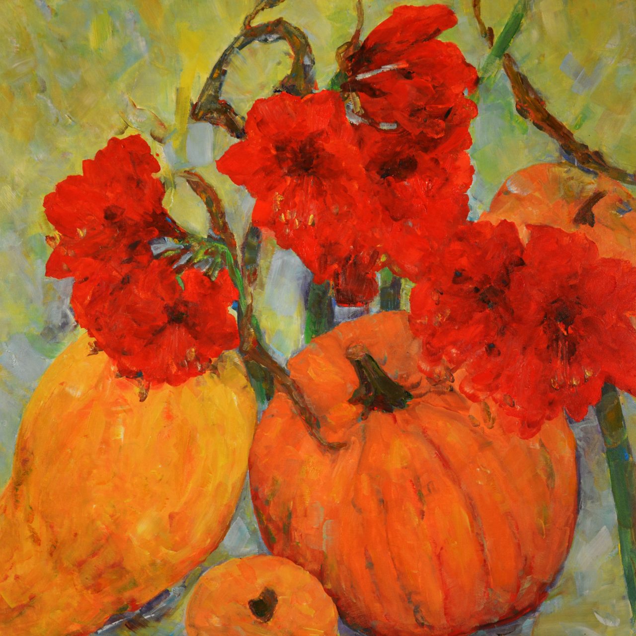Kürbis und Amaryllis II Ölgemälde