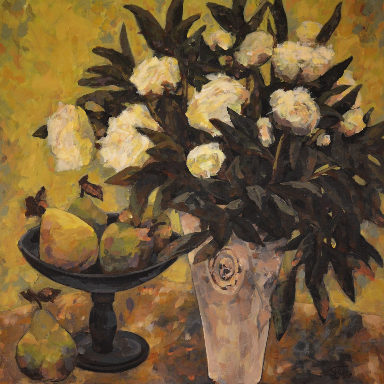 Peonien mit Birnen Ölgemälde