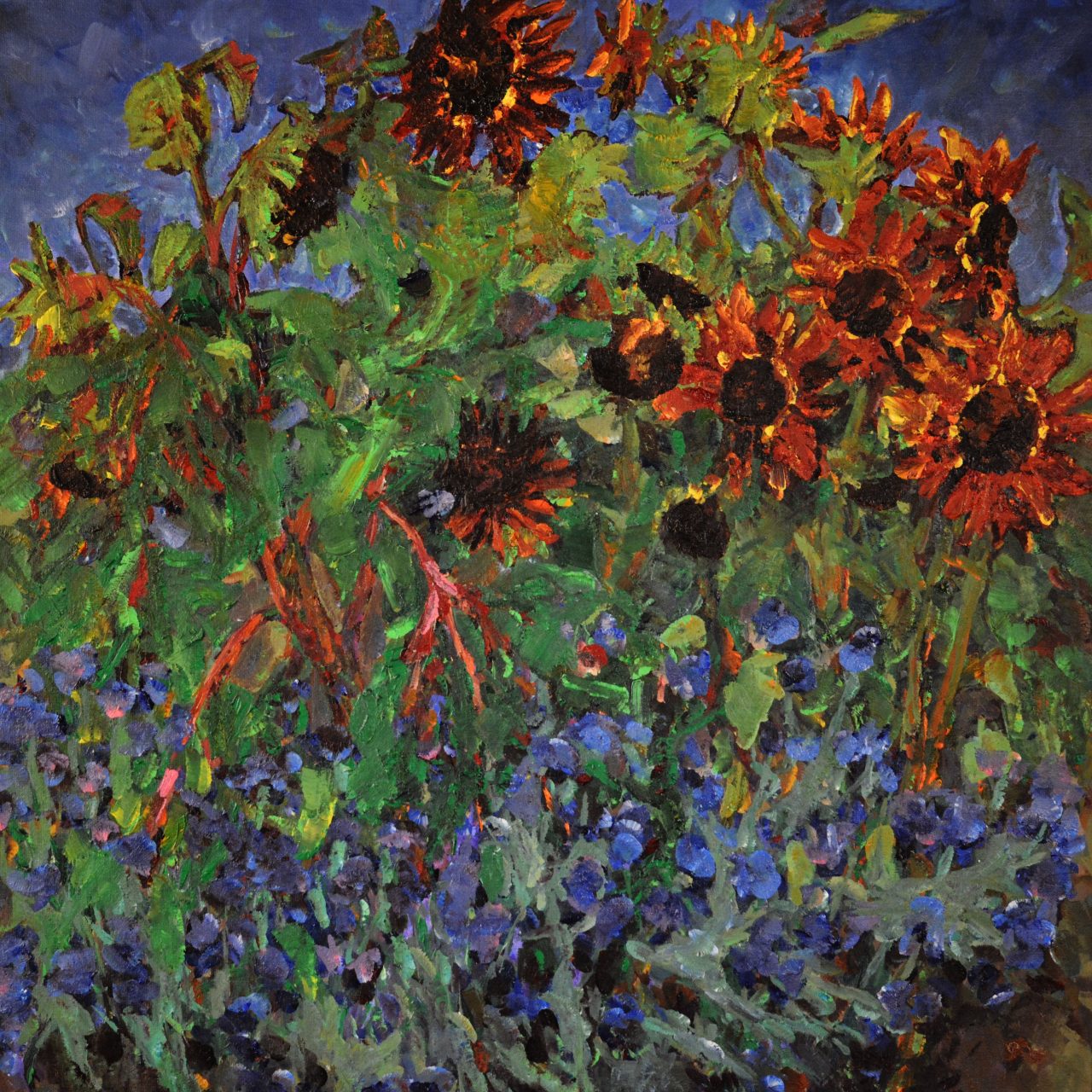 Rote Sonnenblumen Ölgemälde