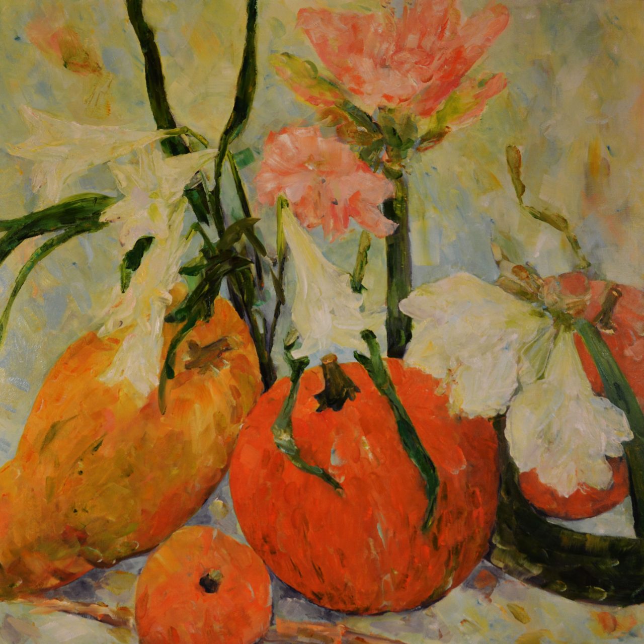 Kürbis und Amaryllis I Ölgemälde