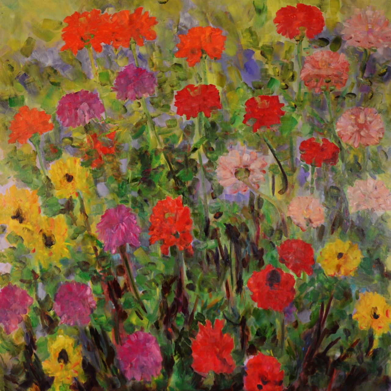 Zinnien IV Ölgemälde