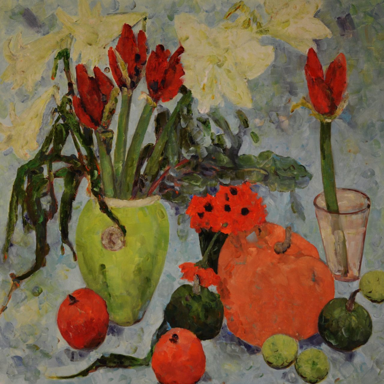 Blumenstrauß mit Granatapfel Ölgemälde