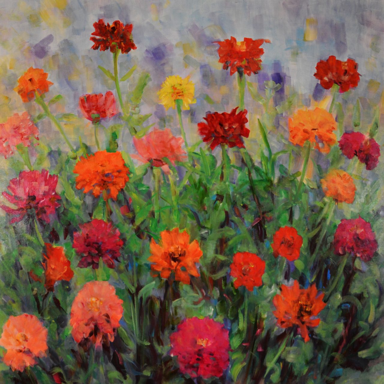 Zinnien VII Ölgemälde