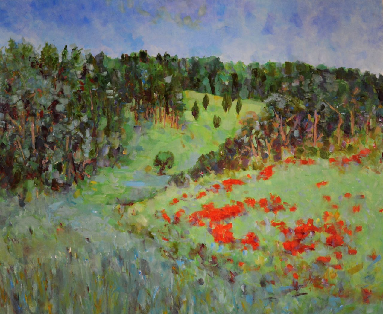 Landschaftsstudie mit Mohn Ölgemälde